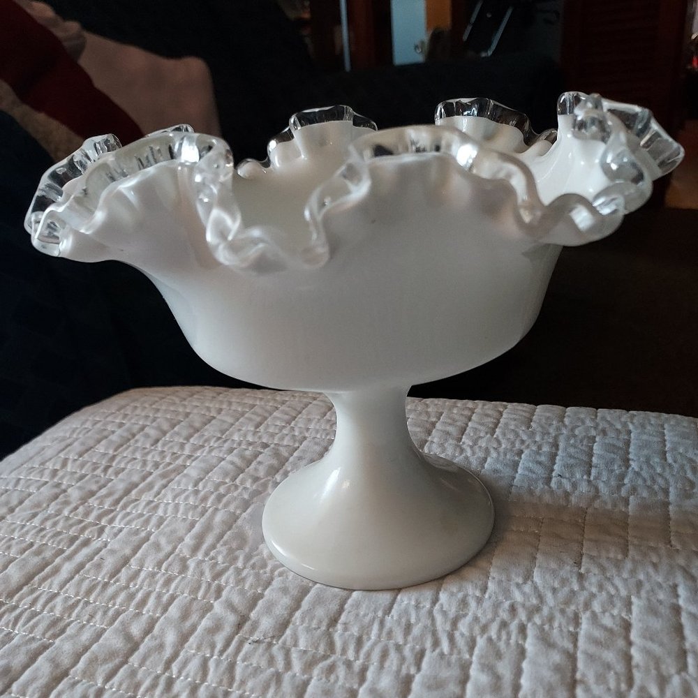 milk glass candy dish